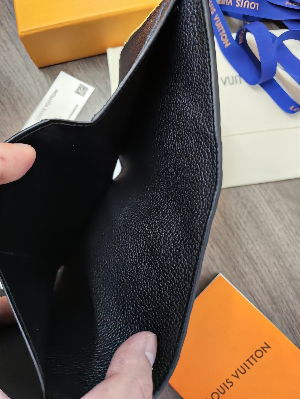 Louis Vuitton Black Embossed Monogram Envelope Wallet with Gold Snap - Picture 13 of 14